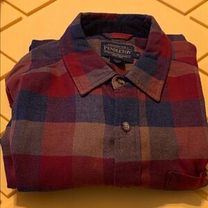 Pendleton Men's Casual Plaid Shirt - Red and Blue
